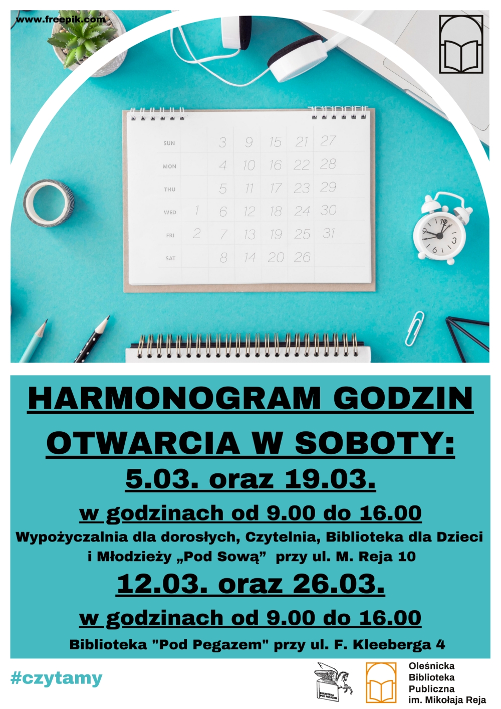 Harmonogram dyżurów w soboty w marcu 2022